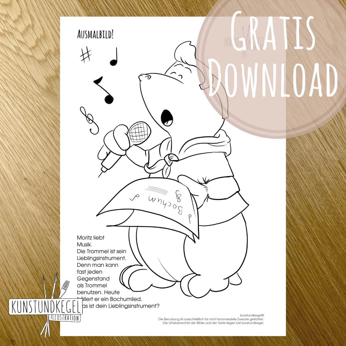 Ausmalbilder für Kinder zum Ausdrucken - Sänger