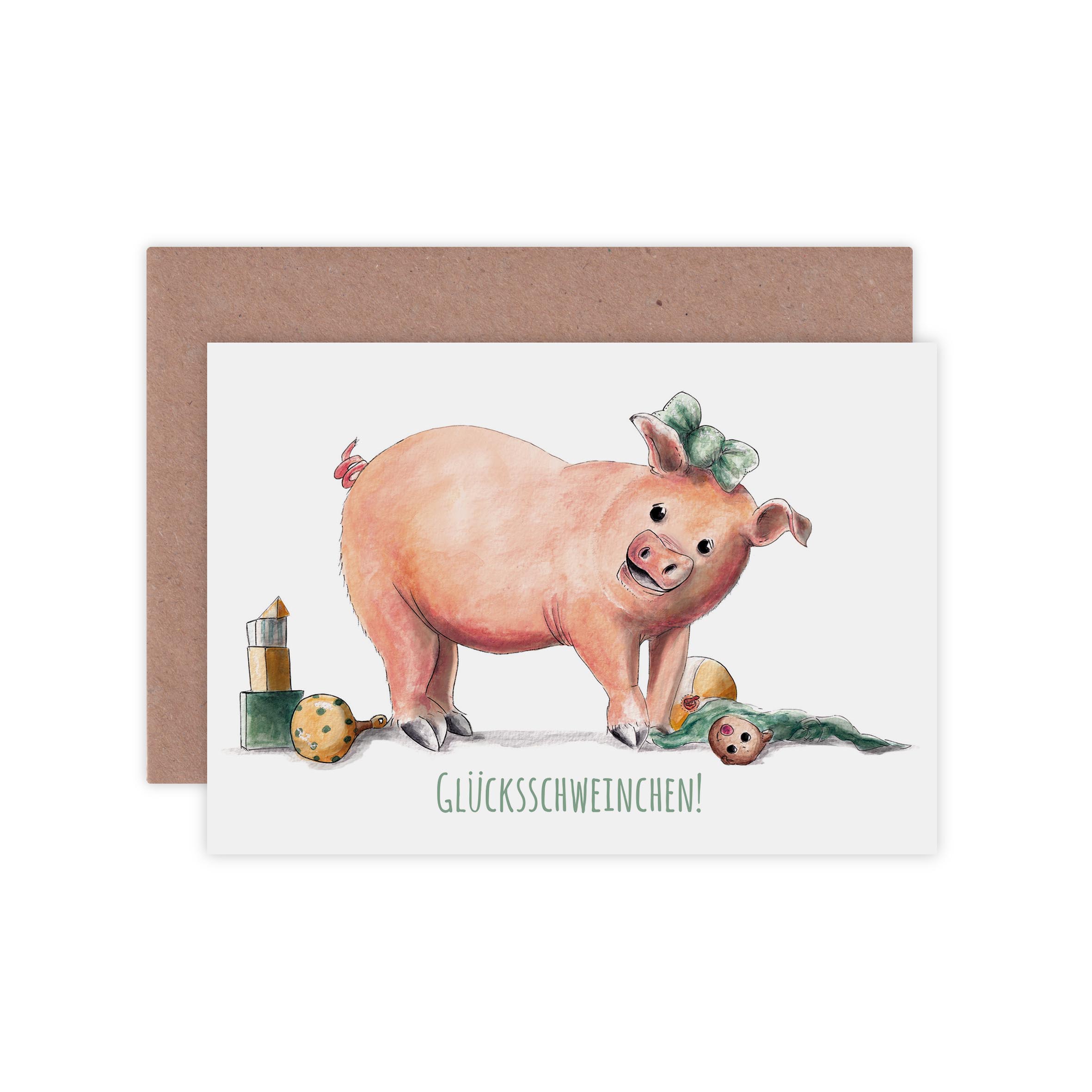 Grusskarte sonstiges gluecksschweinchen freisteller
